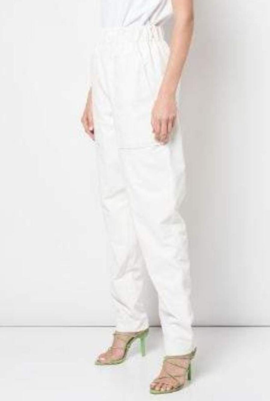 Tibi Faux Leather Pull-on White Pant, Size S